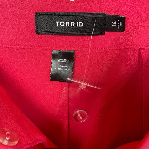 Torrid Pink Peacock Pull On Wide Leg Studio Crepe Short Size 14 - Picture 9 of 10